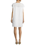 Short-Sleeve Ballet-Neck Shift Dress