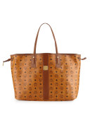 Liz Reversible Large Visetos Tote Bag, Cognac