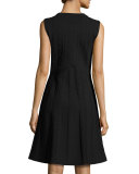 Cable-Knit Fit-and-Flare Dress, Navy/Black