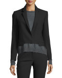 Cropped Shrunken Crepe Jacket, Black