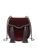 Opium 2 Tassel Velour Crossbody Bag, Bordeaux/Black