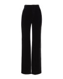 Velvet Wide-Leg Trousers, Black