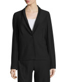 Washable Stretch Crepe One-Button Blazer 