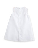 Sleeveless Organza Shift Dress, White, Size 2-4T