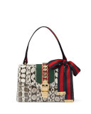 Sylvie Small Snakeskin Shoulder Bag, Roccia