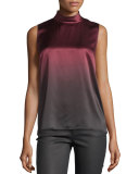 Fernanda Sleeveless Mock-Neck Ombre Blouse, Cabernet/Multi