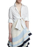 Victory Tie-Front Blouse & Bodysuit, White