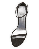 Naked Leather Low-Heel Sandal, Black