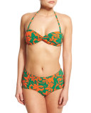 Minorca Printed Twisted Bandeau Swim Top, Athena/Green
