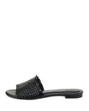 Fadey Woven Flat Slide Sandal, Black