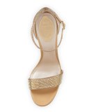 Crystal Ankle-Wrap 105mm Sandal, Gold