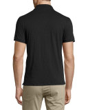 Slub-Knit Short-Sleeve Polo Shirt, Black