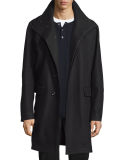 Raw-Edge Single-Breasted Military Coat