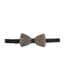 Feather Bow Tie, White/Black
