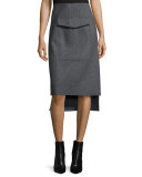 Kiki Pocket-Front Felt Midi Skirt, Gray