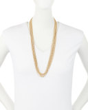 Ball & Crystal Multi-Row Necklace, Golden