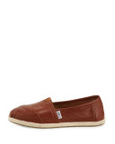 Alpargata Leather Slip-On Flat, Medium Brown