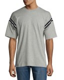Arden Varsity Stripe-Sleeve T-Shirt, Light Heather Gray