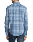 Plaid Long-Sleeve Sport Shirt, Turquoise