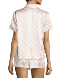 Geo-Print Shortie Pajama Set, Ivory/Blush Geo
