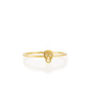 Bezel Diamond Skull Ring, Yellow Gold Plate