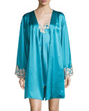 Maison Lace-Trimmed Chemise, Turquoise