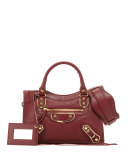 Edge City Mini Goatskin Satchel Bag, Dark Red
