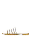 Crystal-Embellished Multi-Strap Slide Sandal, Gold