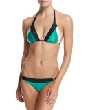 Bia Patchwork Triangle Swim Top, D-DD Cup