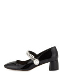 Jewel-Strap Mary Jane Pump, Black