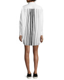 Striped Oversized Shirtdress, White/Black