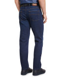 Five-Pocket Regular-Fit Stretch-Denim Jeans, Blue