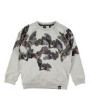 Reuben Shadow Bats Raglan Sweatshirt, Gray, Size 4-10