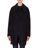 Open-Front Cashmere Swing Jacket, Black/Navy