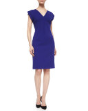 Short-Sleeve Vertical Seam Sheath Dress, Ink