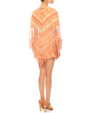 Mitered-Diamond Print Mini Dress, Coral