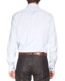 Basic Cotton Woven Sport Shirt, Light Blue