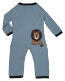 Lion Cotton-Cashmere Coverall, Light Blue, Size 0-12 Months