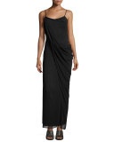 Irina Sleeveless Stretch Chiffon Maxi Dress, Black