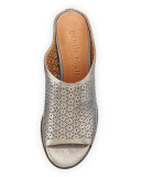 Post Laser-Cut Low-Heel Mule, Graphite