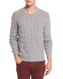 Cashmere Cable-Knit Sweater, Heather Gray