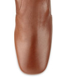 Leather Square-Toe Knee Boot, Burnt (Bruciato)
