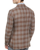 Capri Plaid Two-Button Sport Coat, Brown