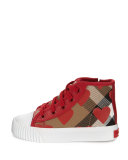 Warslow Heart-Print Check High-Top Sneaker, Infant