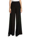 Reese Wide-Leg Zip-Pocket Pants, Black
