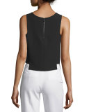 Round-Neck Seamed Shell, Black