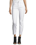 Skinny Ankle Jeans w/ Released Hem, White