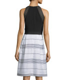 Sleeveless Combo Striped Dress 