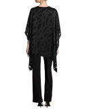 Satin-Back Crepe Slim Pants, Black 