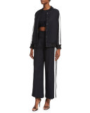 High-Waist Track-Stripe Wide-Leg Trousers